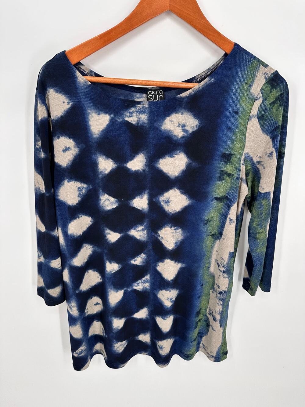 CLARA SUN WOO 3/4 Sleeve Pattern Blouse // S
